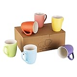 bighippy Kaffeebecher Porzellan | Kaffeetassen 6er Set | Kaffeebecher Groß | Porzellan Tassen Set | Bunte Tassen 330ml