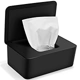 Feuchttücher Box, Box für Feuchttücher mit Deckel, Box für Feuchtes Toilettenpapier, Baby Feuchttücher Box, Feuchtes Toilettenpapier Box, Feuchtpapierbox für Draussen, Zuhause und Büro - Schwarz
