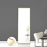 VixorLuilith Ganzkörperspiegel 150 x 40 cm mit goldenem Metallrahmen, Standspiegel, großer HD-Wandspiegel mit Haken, klare HD-Glasreflexion, schwarzer Rahmen mit goldenem Rahmen (Gold)