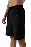 Smith & Solo Sporthose Herren Kurz - Kurze Hosen Herren, Laufshorts Männer Sommer Baumwolle Jogginghose Fitnesshose Sport Sportshorts Bermuda Shorts Hose Trainingshose Tennis (M, Schwarz)