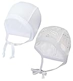 TupTam Unisex Baby Erstlingsmütze zum Binden 2er Pack, Farbe: Kaninchen Grau/Weiß, Größe: 50-56