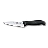 Victorinox Fibrox Kochmesser, Kleines Universalmesser für Obst und Gemüse, 12 cm, Gerade Klinge, Scharf, Rostfreier Stahl, Schwarz