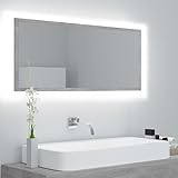 Generisch LED-Badspiegel Betongrau 100x8,5x37 cm Acryl,jiangboyue-804944