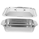 CONGARTENO Gegrillte Fischplatte Serviertopf Für Meeresfrüchte Servierpfanne Für Meeresfrüchte Bratpfanne Tablett Aus Edelstahl Metallschalen Für Lebensmittel Silver Rostfreier Stahl