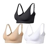 Comfyin Damen BH ohne bügel Bügelloser Bustier 3er Pack,Schwarz +Weiß+Beige,XL