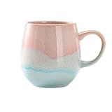 YDoLimmer 470ml Große Kapazität Kaffeetasse Becher Mit Griff Teetasse Kakaobecher Cappuccinotasse Home Office Geschenk (Rosa+hellblau)