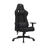 SENSE7 Gaming Stoff Spellcaster Bürostuhl Zocker Gamer Ergonomischer Stuhl Armlehne Einteiliger Stahlrahmen Einstellbarer Neigungswinkel Schwarz, 43-52 x 69,5 x 57, 5902659841537