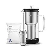 Aarke Purifier Wasserfilterkanne 1,2 L / 5 Tassen Glas & Edelstahl – inklusive Pure Filter-Nachfüllbeutel