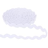 RIC Rac Trim, 5mm 27 Yd Weiß Wellenförmige Geflochtene Borte Fransenbesatz Gewebte Spitze Zickzackband für Nähen Kleidung Kleid DIY Basteln Geschenkverpackung Hochzeit Party Dekoration