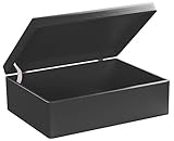 LAUBLUST Große Holzkiste mit Deckel - Allzweck-Kiste aus Holz - Aufbewahrungskiste | Spielzeug-Truhe - Geschenk-Verpackung | Deko-Kasten zum Basteln FSC® (Schwarz, ca. 40 x 30 x 14 cm | L)