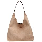 FYBlossom Damen Wildleder Schultertasche Suede Tote Bag, Groß Handtasche Damen Tragetasche Hobo Taschen Shopper, Casual Umhängetasche Henkeltasche Für Arbeit Schul Einkaufen Reisen (Stil A/Beige)