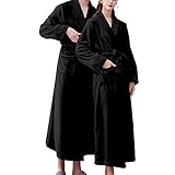 Sunfashion Morgenmantel Damen Sexy Kurz Taschen für Damen, weicher und warmer, doppelseitiger Samt-Bademantel, Schlafanzug und Bademantel für Bademantel Warm Damen (Black, XXL)