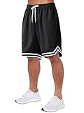 Oanviso Herren Basketball Shorts Mesh Sportshorts Atmungsaktiv Laufshorts Gestreifter Saum Kurze Hose mit Taschen Elastischer Bund Casual Shorts Sommer Fitness Running Sweatshorts A Schwarz01 XL