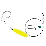 Aqua-Clear, Shark Surf Rig, 13/0 extra starker Kreishaken, AFW-Drehgelenk, 40,1 kg, Surflon-schwarzer Draht, 71,1 cm, doppelt geklemmt, geflochtener Fischfinder, Gelb Flt