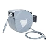 DELUKE® Schlauchtrommel Wasser KENO - 10m+1m, Wandmontage | Trommel für Gartenschlauch Aufroller Aufrollautomatik 180° Schwenkbar