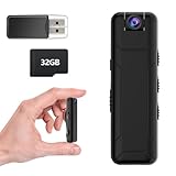 Bextgoo Überwachungskamera ohne Internet, Mini-Spionagekamera, kabellos, ohne WLAN, 1080P FHD Körperkamera mit TF-Karte 32 GB, 10 Stunden mit einer Ladung, 180 ° drehbares Objektiv
