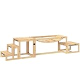 PawHut Hunde Agility Set, 4er-Set Agility-Ausrüstung mit Plattform, Brücke, Treppe, Hundetraining aus Tannenholz für große Hunde bis 40 kg, Naturholz