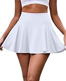 AegisChic Damen-Tennisrock mit Shorts, plissiert, athletischer Sport-Skorts mit Taschen, Bauchkontrolle für Golf, Beige, Groß