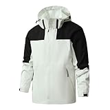 Wasserdichte und winddichte Patchwork-Kapuzenjacke für Herren, leicht, durchgehender Reißverschluss, Hardshell-Regenmantel, Wandern, Reisen, Windbreaker, Herbst und Winter, langärmelig, bequeme Mäntel