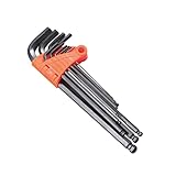 SEWACC 9Stücke Teiliges Ballkopfschlüssel Verlängerte Innensechskantschlüssel für Schwer Zugängliche Bereiche Ergonomischer Griff Hochfester für Präzise Anwendungen