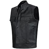 PAULGOS Lederweste Weste Kutte Leder Biker Rocker Motorrad Clubweste Bikerweste Motorradweste Schwarz BW4 (DE/NL/SE/PL, Alphanumerisch, S, Regular, Regular, Schwarz)