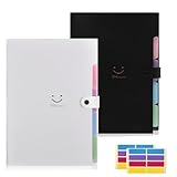 KONVINIT Dokumentenmappe a4,Fächermappe 5 Tasche Dokument Organizer mit Schnalle Kunststoff Ordnungsmappe,Mappen Ordnersystem,Mappe mit Fächern Schulmaterial Bürobedarf,2 Stücke