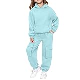 Unisex Trainingsanzug Kinder Mädchen Jogginganzug Trainingsanzug Bekleidungsset 2tlg Kinder Sportanzug Freizeitanzug Einfarbig Sportbekleidung Set mit Tasch Tracksuit Baggy Sport Set Mädchen