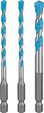 Bosch 3x EXPERT HEX-9 Multi Construction Bohrer-Set (für Beton, Weiche Fliesen, Ø 5,0, 6,0, 8,0 mm, Professional Zubehör Schlagbohrer/Schrauber, Bohrmaschine/Schrauber)