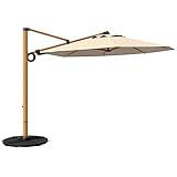 Grand patio Sonnenschirm Sonnenschutz Balkon mit Ständer, Ampelschirm 300 cm mit Kurbel, Windbeständig Sonnenschirme für Terrasse, Garten, Strand, UV-Schutz 50+ (Champagne, Rund)