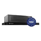 Wiggo Dunstabzugshaube 60cm WE-632R schwarz I Flachschirmhaube für Abluft oder Umluft Dunstabzug 300m³/h mit LED-Beleuchtung I Einbau-Dunstabzugshaube inkl. Fettfilter & 2× Kohlefilter
