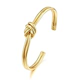 LILIE&WHITE Armreif für Damen Knotendesign Armreif für Damen – Elegantes Gold-Armband mit Knoten-Detail – Verstellbares, Offenes Design für Alltag und Besondere Anlässe