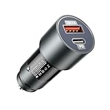 Zigarettenanzünder USB Adapter, [USB C 25W+USB A 18W] 12V Steckdose, PD&QC3.0 Schnellladung dual Port Kfz Ladegerät, Car Charger für iPhone 16 15 14 13 12 11 Samsung Galaxy S23 S22 S20