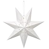 Papiersterne Weihnachts Deko, Faltstern Weihnachten, 7 zackig Papier Stern Dekoration, Weiß Weihnachtsstern zum Aufhängen, 45 cm Papier Faltsterne geeignet für Weihnachts Hochzeit Geburtstag Tischdeko
