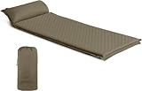 Generisch Isomatte Selbstaufblasend mit Kopfkissen, Kombinierbare Doppel-Isomatte Ultraleichte Komfort Camping Matratze für Outdoor, Camping, Reisen - 3 cm Hoch (Army Green)