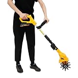 Elektrischer Motorhacke, Akku-Bodenhacke kompatibel, Gartenfräse akku, 25 cm Bodenbearbeitungstiefe, Bürstenlos Bodenfräse, Handgeführt Elektrische Pinne für klein Beet & Garten