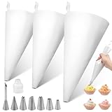 Teokantz Spritzbeutel mit Spritztüllen Set, 30CM/35CM/40CM Spritzbeutel Wiederverwendbar Baumwolle Spritzsack Spritztüte Sahne Spritzbeutel Groß für Dekorationen auf Torten, Kuchen, Keksen