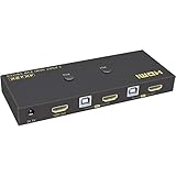 Hagsnec -Kompatibler 4K KVM Switch USB 3 Ports PC Computer KVM Switch Tastatur Switch 2 PC 1 Monitor 4K bei 30 Hz