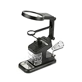 Lötstation, Löten Eisen -Kit, die Handlötstation USB Electric Electric Iron Workstation Lötkolbenhalter mit 3x/4,5x/25x Loupe LED Lights Board -Clips Lötet (BLACK)