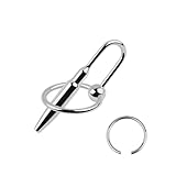 Youxclian Edelstahl PenisPlug Mit Eichelring Penisringe Urethral Sounding Dilatoren Metall Harnröhre Katheter Harnröhrensonden Dilator Penis Plug Sextoy für Männer