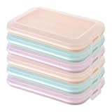 Engelland 6er Set Aufschnitt-Dosen mit integrierter Servierplatte, Frischhaltedose, Aufbewahrungsbox, Lebensmittelbehälter, Aufschnitt-Box, stapelbar, BPA-frei, Küchenbedarf, Kunststoff, Bunt