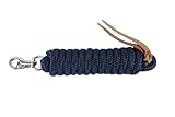 Brama-West Bodenarbeitsseil Bodenleine - mit Bull-Snap & Lederklatsche - Westernrope - 4 Meter - Navyblau