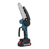 qorkhogr Mini-Kettensäge, kabellos, mit 2 Batterien, 15,2 cm, Mini-Kettensäge mit Sicherheitsschloss, kleine Hand-Kettensäge zum Baumschneiden, kabellose Kettensäge mit Akku und Ladegerät