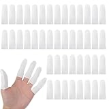 Ouligay 200 Stück Fingerlinge Baumwolle Fingerverband Cotton Fingerschutz Atmungsaktiv Fingerlinge Verband Weiß Fingerkuppenschutz Fingerkappen Abdeckung Finger Cots, Absorbieren Schweiß
