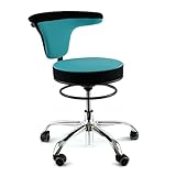 HANDWERK - Objektmöbel - Drehstuhl, Erzieherstuhl, Gesundheitsstuhl, Stoff, Farbe Aquamarin, um 360 Grad drehbar, höhenverstellbar, auf Rollen (44-55 cm)