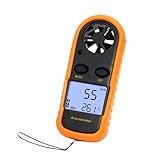 DewinLVD Handheld Windmesser, Digitaler Windmesser 0-30m/s Messung von Windgeschwindigkeit Maximal-Durchschnitts- Echtzei Windmessgerät mit Thermometer Wind Speed Meter für Windsurfen Segeln Drohne