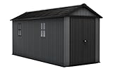 Keter Newton 7517 Gartenhaus - 539x230x246cm, Grau, Evotech™ Kunststoff, Holzoptik, 2 Fenster, Oberlicht, abschließbar