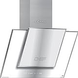 Kaiser Dunstabzugshaube 80Cm AT 8409 FW ECO Kopffreihaube, Wandhaube Weissglas Edelstahl Design, 3 Stufige Touchcontrol