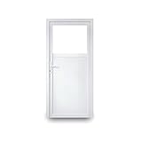 Nebeneingangstür mit Drückergarnitur - weiß - 80 x 190 cm - Innenöffnend - DIN Links - 2-fach-Verglasung - verschiedene Maße