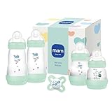 MAM Easy Start Anti-Colic Neugeborenen-Set | 0+ Mon | Babyflaschen Geschenk-Set | 94% Akzeptanz | 96% Hebammen-Empfehlung | 80% weniger Koliken | 4 Trinkflaschen & 1 Original Start Schnuller | mint