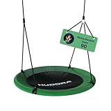 HUDORA Start Nestschaukel - Höhenverstellbare Schaukel mit 90cm Durchmesser - Hochwertige Kinderschaukel mit geschlossener Sitzfläche bis 100 kg - Wetterbeständige Indoor- & Outdoor-Korbschaukel, grün